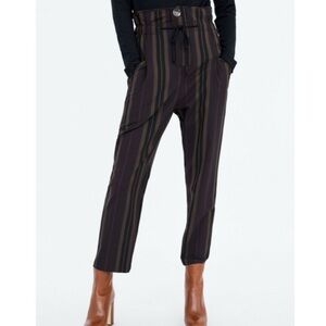 ZARA| High waited draw string striped pants | size large